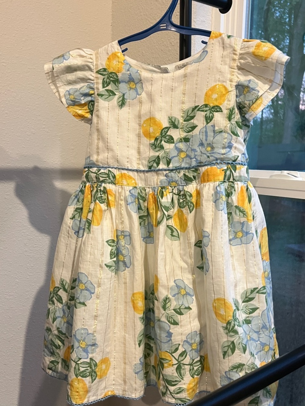 Rachel Zoe White Dress with Yellow Lemon & Blue Floral Print